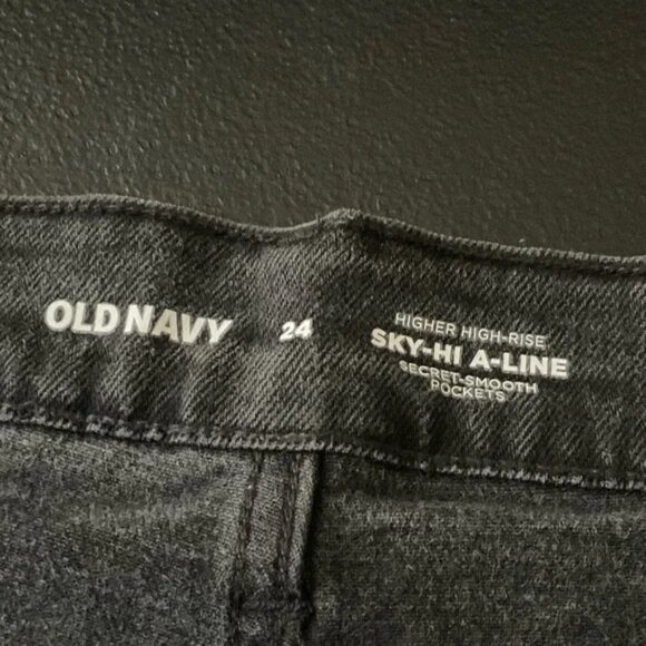 Old Navy Size 24 Shorts Black HIGH RISE SKY HI A-LINE CUT OFF Button Fly NWT - Picture 2 of 7